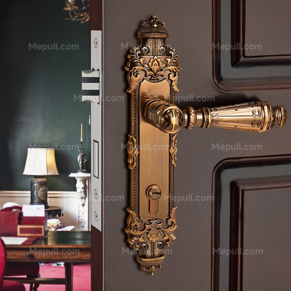 Jusheng Castle Embossed Aluminum Door Handle with Oversized Lever 85104-9104 - Image 2