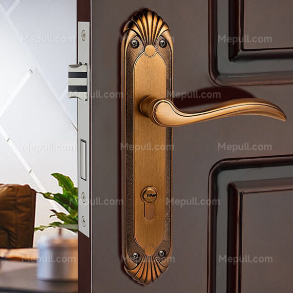 Jusheng Decorative Etched Aluminum Door Lever Handle in Gold Finish 8570-9171 - Image 2