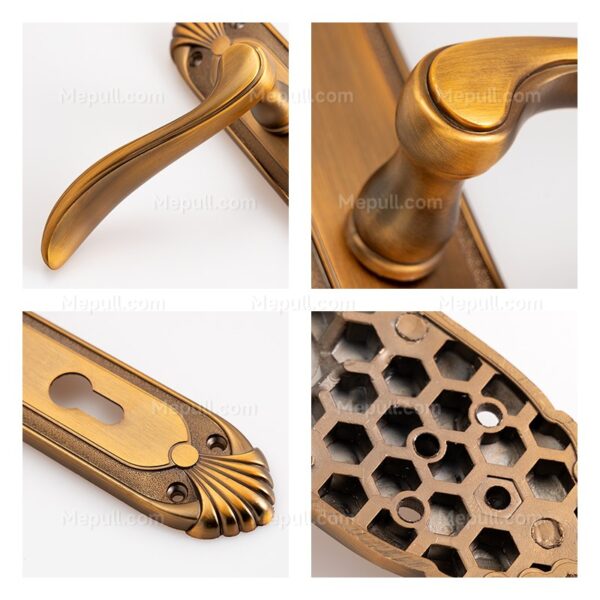 Jusheng Decorative Etched Aluminum Door Lever Handle in Gold Finish 8570-9171 - Image 3