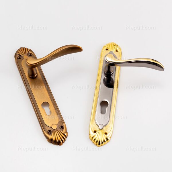 Jusheng Decorative Etched Aluminum Door Lever Handle in Gold Finish 8570-9171 - Image 4