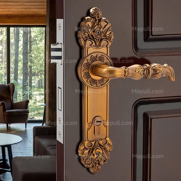 Jusheng Floral Embossed Fire Flame Patterned Door Handle 85462-4133 - Image 2